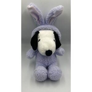 2004 Hallmark Peanuts Snoopy Easter Plush 8" Bunny Suit with Ears Purple